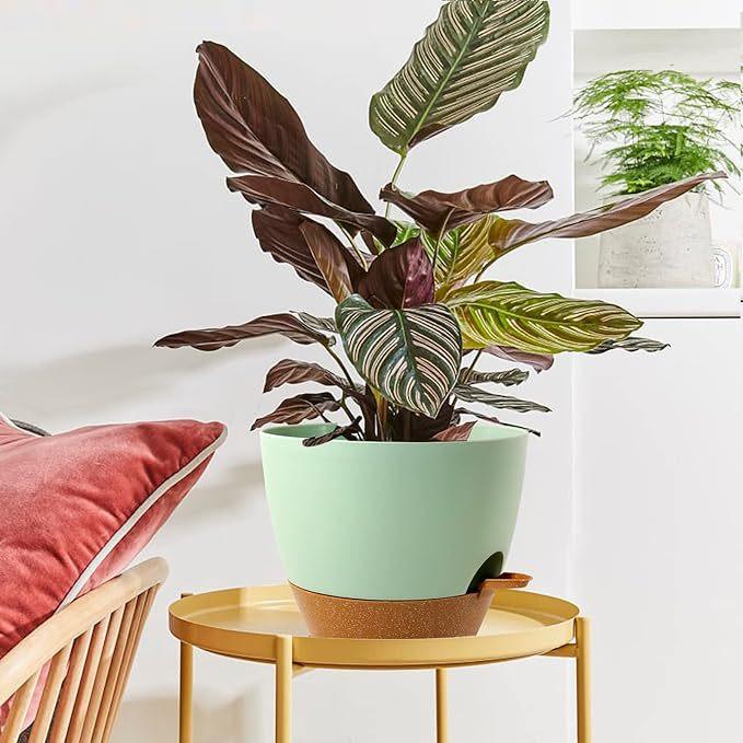 5pcs/Set Self Watering Plant Pots with Drainage Holes Indoor/Outdoor Gargen Flowers Nursery Planting Pot