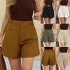 2026 Cross-border Europe, America, Amazon Fashion Casual High Waist Loose Solid Color Straight Pants Wide Leg A Word Women's Shorts