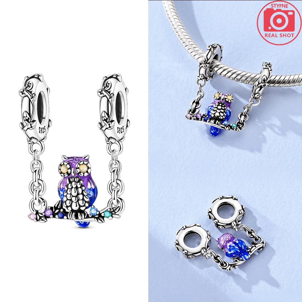 Copper Original Tree-Top Owl Pendant Animal Love Heart Dream Castle Bead Fit Bracelet Women Accessory Fine Gift Jewelry