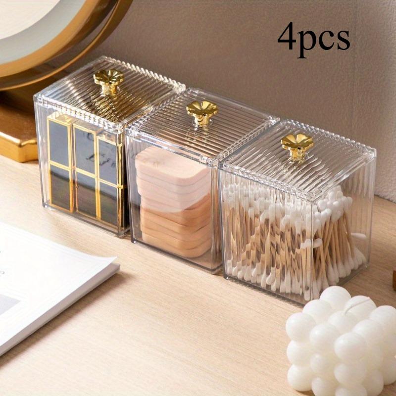 4pcs/1PC, Desktop Storage Box with Cover, Dust-proof Transparent High-end Storage Box, Suitable for Bathroom, Office, Desktop