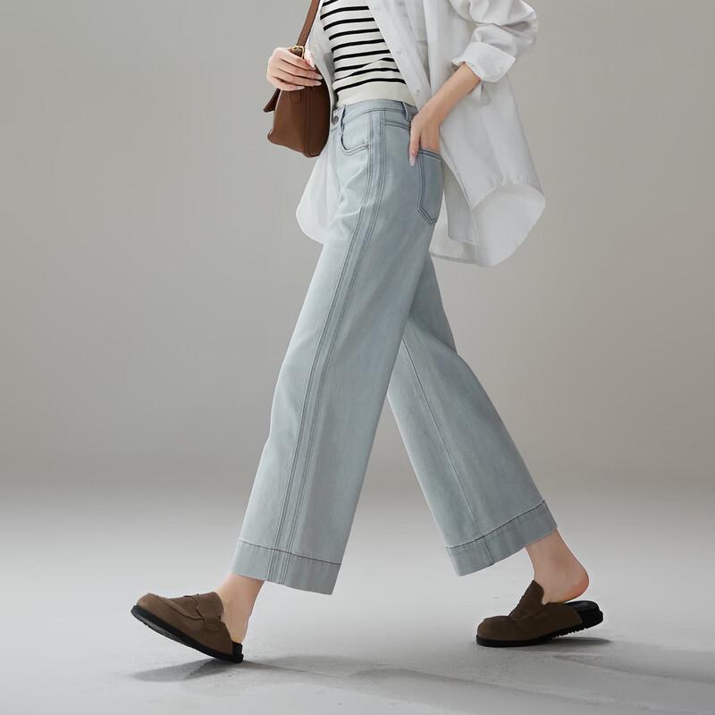 SOFSIL Women's High-Waisted Wide-Leg Cropped Jeans