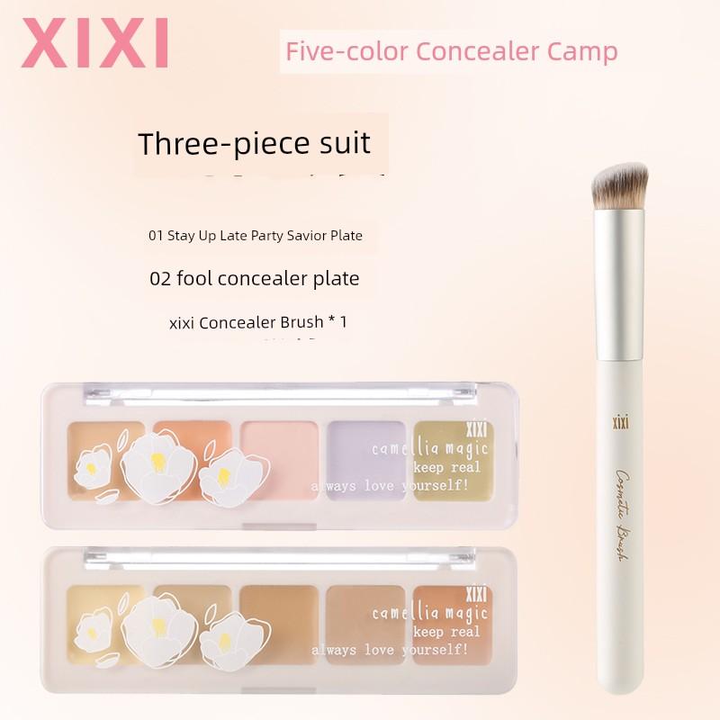 Xixi Five-Color Concealer Set, Concealer Palette for Women, Covers Spots, Acne Marks, Dark Circles, Brightens Tear Troughs, Affordable for Students
