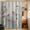 Winter Birds Shower Curtain Red Cardinal Birch Tree Design Nature Decor Bathroom Waterproof Curtains Artistic Home Style