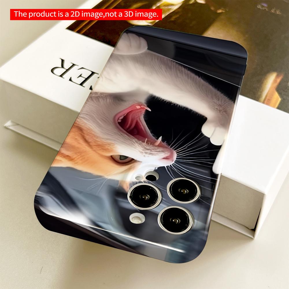2DFlat Angry Cat Giving Middle Finger Phone Case All inclusive film hard phone case, compatible with iPhone 18 Pro Max 17 16 15 14 13 12 11