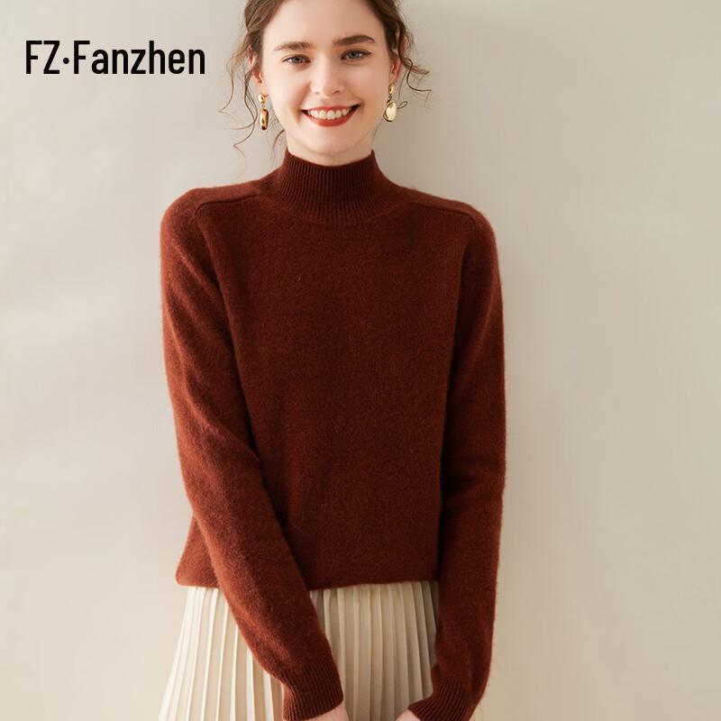 Fanzhen Women's Thickened Mock Neck Cashmere Sweater