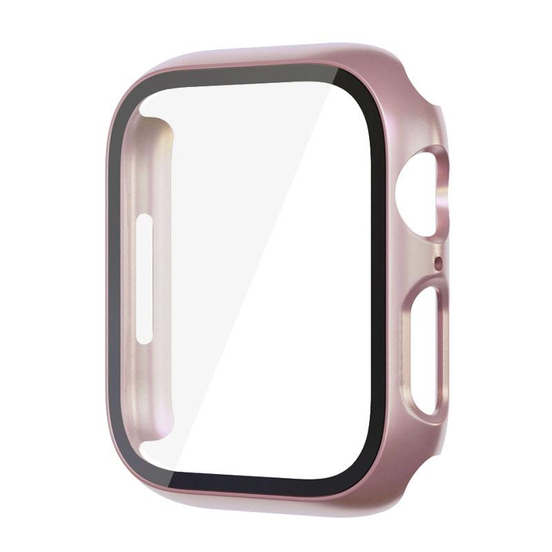 Glass+Case For Apple Watch 8 7 45mm 44mm 41mm 40mm PC Screen Protector Cover iwatch Series 3/4/5/6/SE/7/8 SmartWatch Accessories