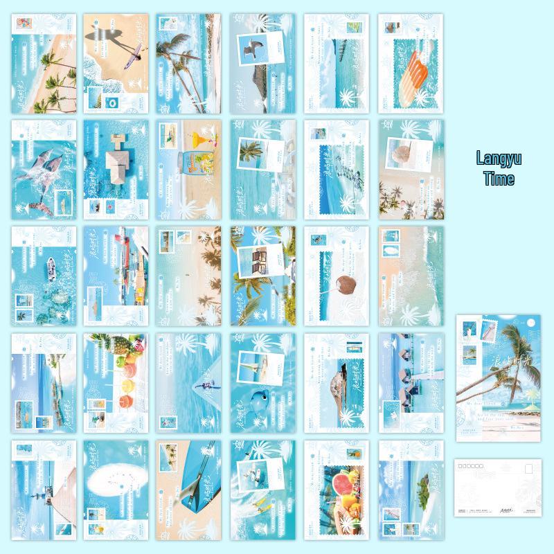 Mu Ran Island Time Scenic Postcard Set: Message & Greeting Cards for Desktop Decoration and Gifts