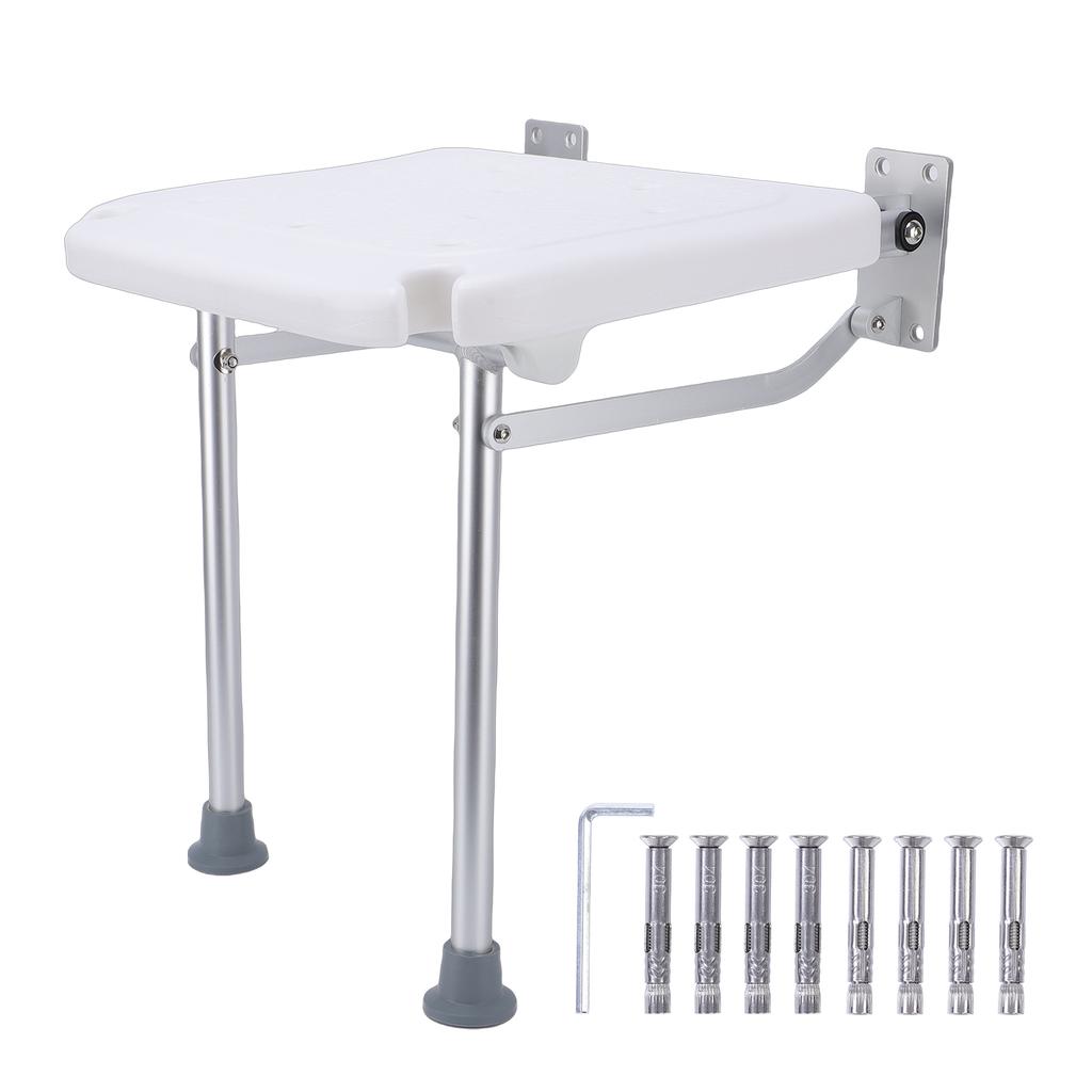 Asiento de Ducha Plegable Altura Ajustable Antideslizante Montado en la Pared para Personas Mayores Embarazadas Lesionadas