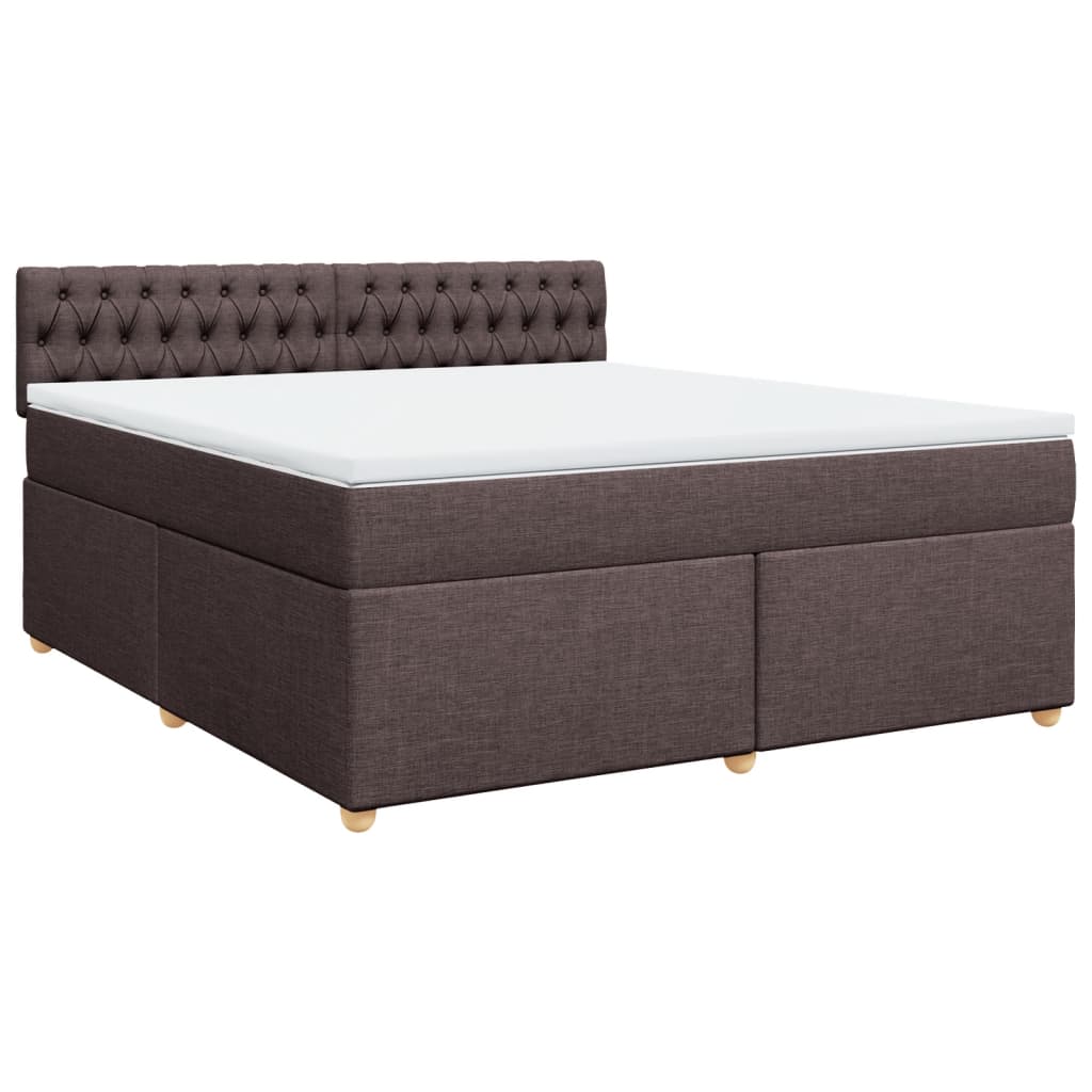 Box Spring Bed with Mattress Dark Brown 180 X 200 Cm Fabric