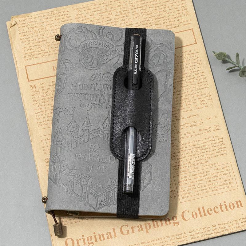 Creative PU Leather Pen Clip Holder Elastic Band Design Portable Pen Organizer for Notebook Diary Work Travel Use