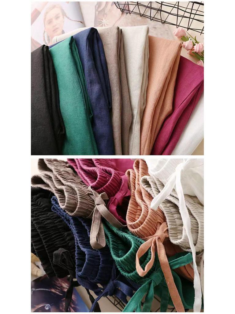 Women's High-Waisted Cotton-Linen Wide-Leg Pants - 2024 Summer Slimming, Versatile, Loose, Straight-Leg Design