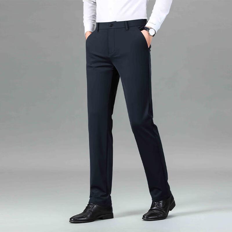 ROMON Men's Thickened Business Casual Straight Leg Pants