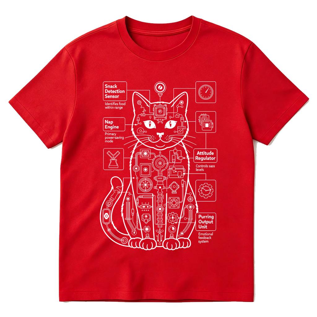 Funny Cat Anatomy Tshirt The Utimate Mechanical Kitty Unisex Women Clothing Tshirts Cotton Oversized Short Sleeve T Shirts Tops