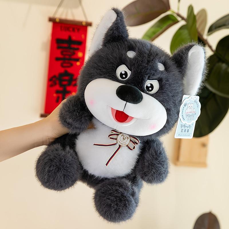 

Adorable Husky Cartoon Plush Toy Soft Crystal Velvet Stuffed Animal Cute Gift 35cm/13.78in сірий колір