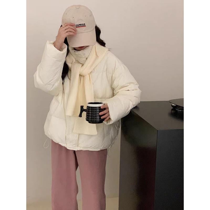 Winter new shawl small down cotton clothes women's short stand-up collar thickened solid color bread clothes jacket