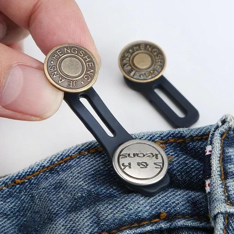 6 STUKS Metalen Knopverlenger Voor Broeken Jeans Zonder Naaien Verstelbare Intrekbare Tailleverlengers Knop Tailleband Vergroter