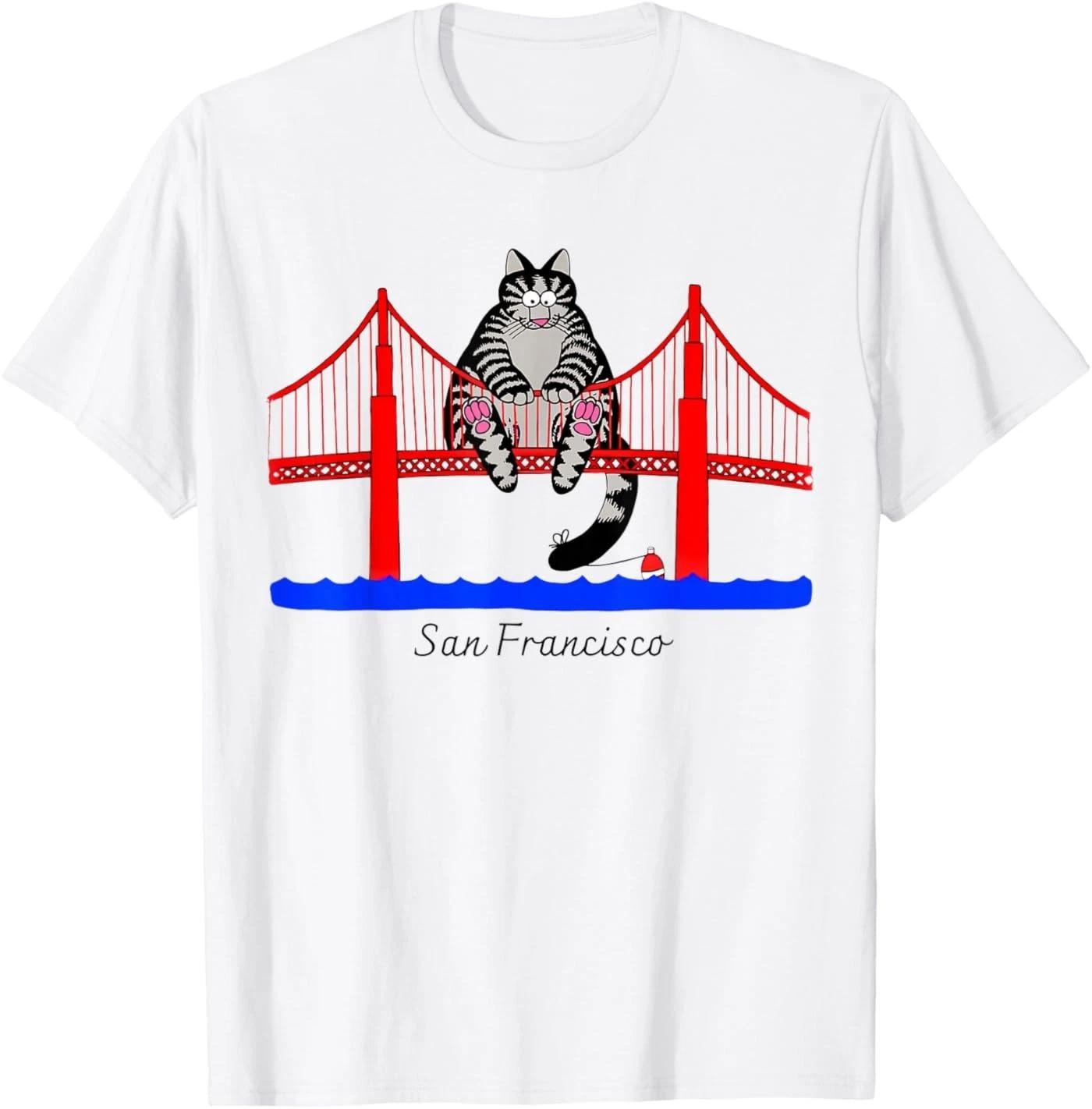 San Francisco Cat Golden Gate Bridge Book Lover Vintage T-Shirt XL