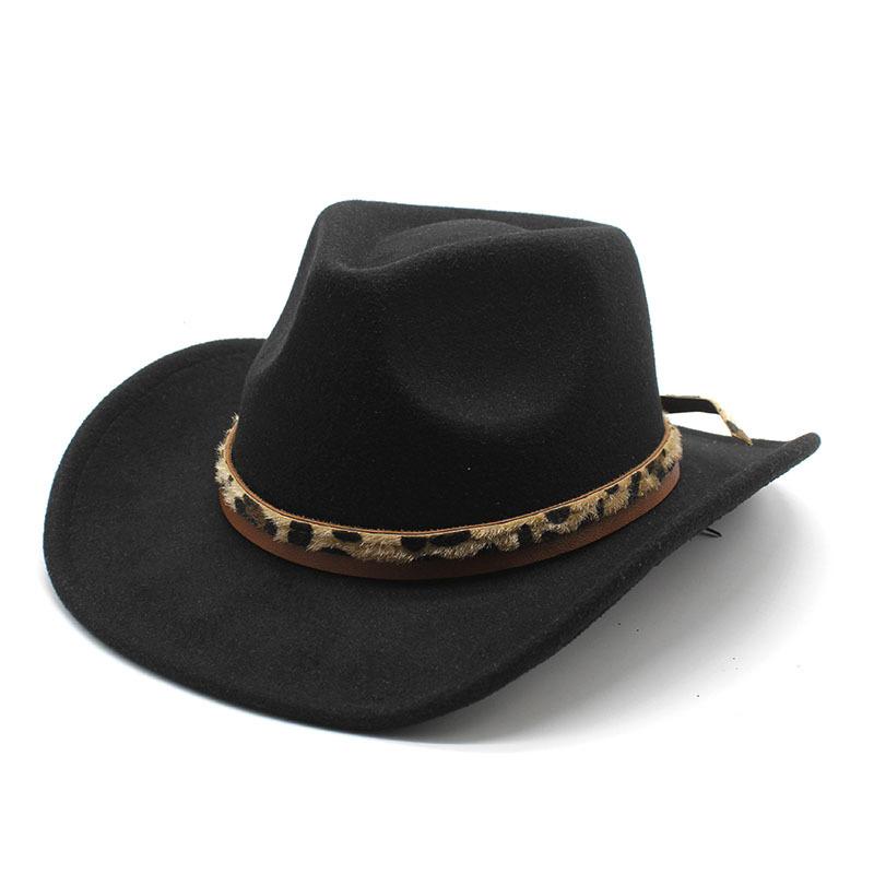 Western Cowboy Top Hat British Classic Jazz Hat Wool Hat Big Eaves Hat