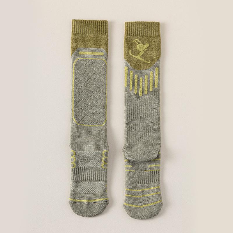 Skiing Calf Socks for Women, Thick and Warm In Winter with Towel Soles, Outdoor Hiking and Mountain Climbing Sports Stockings