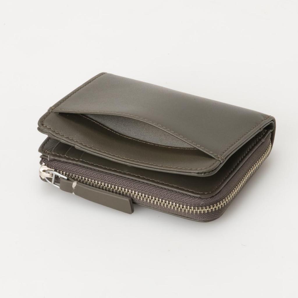 Howell Zipper Bifold Wallet Cowhide Leather Front Pocket Billfold Compact MHLW5GS2 [Margaret Idea] L-shaped [Cesar] Women's/Unisex