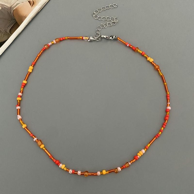 New Irregualr Glasses Beads Choker Necklace for Women Fashion Trendy Popular Short Neck Jewelry Colorful Necklace