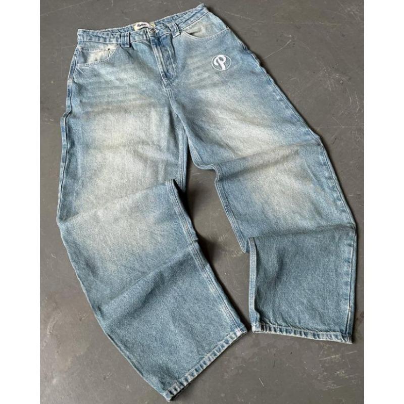 Hip Hop Printed Straight Leg Casual Denim Jeans For Men And Women