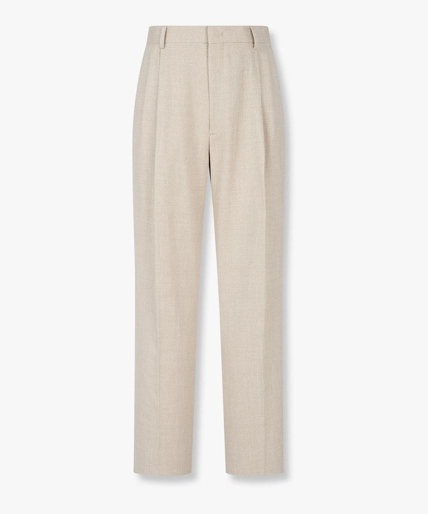 MAN ON THE BOON Cotton Herringbone Two-Tuck Suit Pants_Beige 4716152009