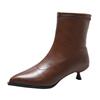 Hot Selling French Leather Boot 2025 Autumn New Women's Fashion Single Boots Pointed Toe, Thin Heel Mid Heel, Sleeve Short Boots