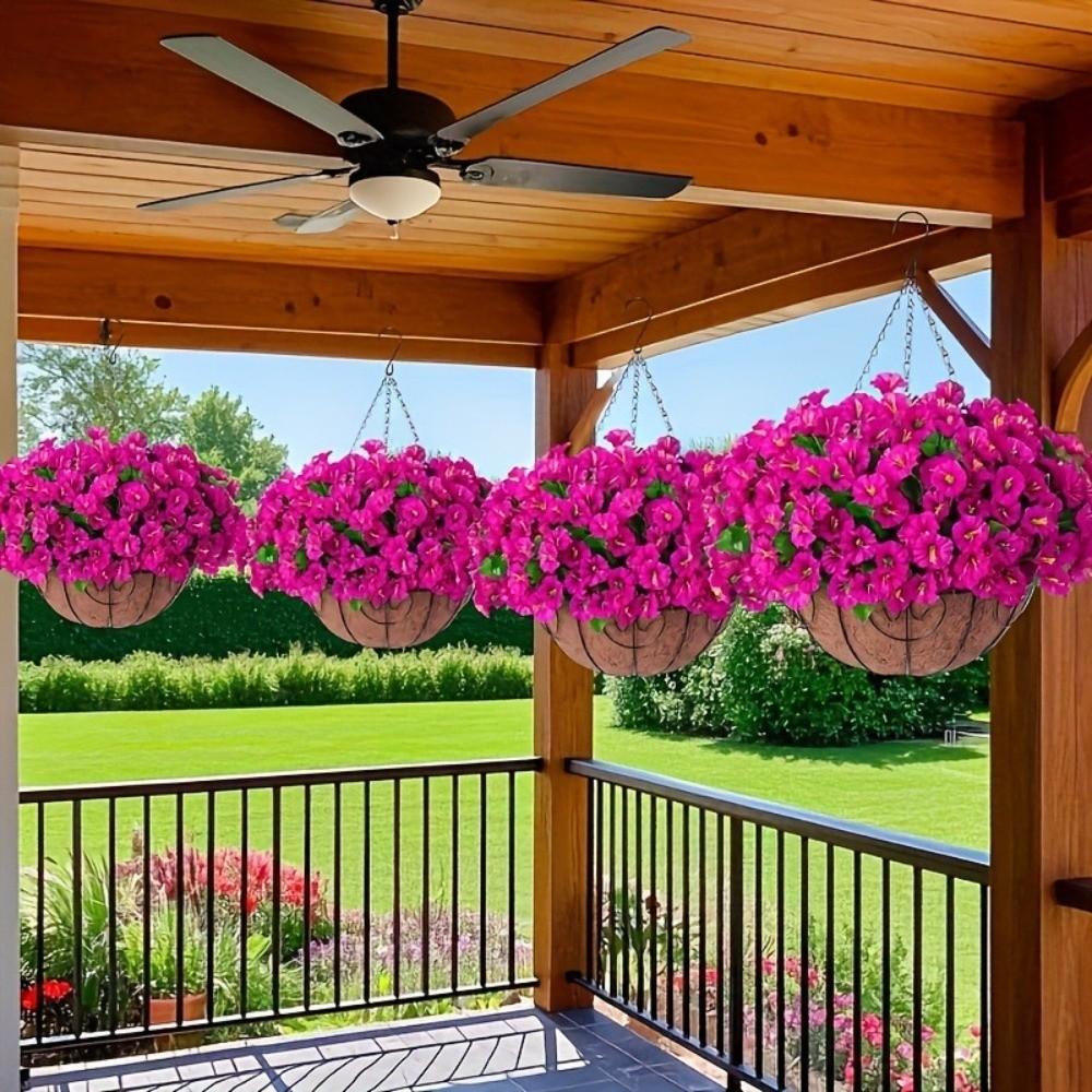 Plastic Artificial Morning Glory Flowers UV Resistant Fake Plants Artificial Greenery  Outdoor