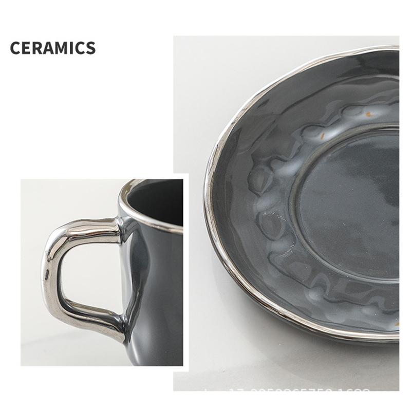 230ML Ceramic Cup Coffee Mug Set Delicate Spoon and Dish Cup Set Nordic Household Afternoon Teacup with Saucer Drinkware