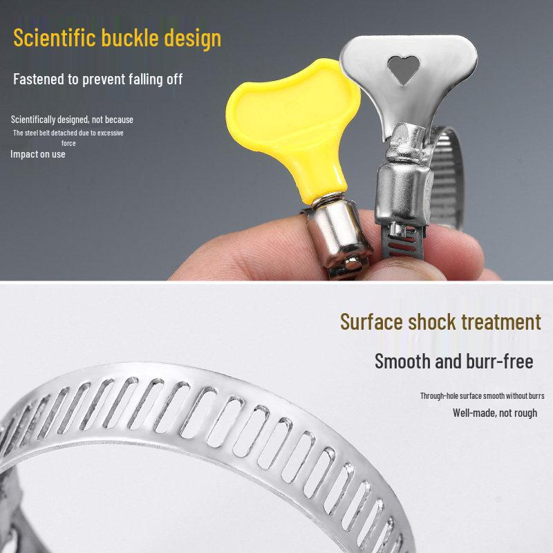 304 Stainless Steel Small American Style Hose Clamp with Handle for Gas Pipe Fixing