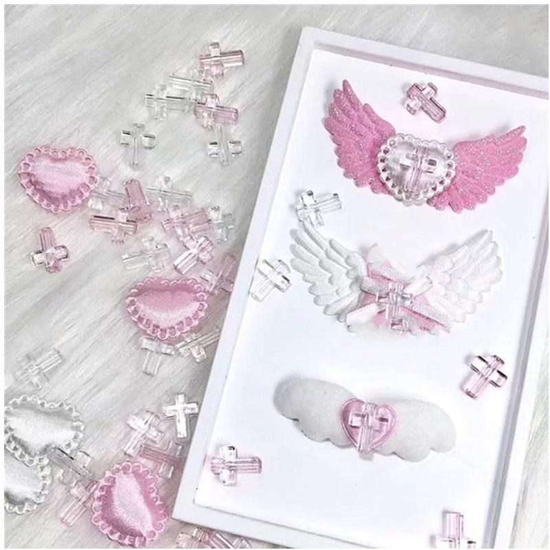 11PCS 1D Resin Pink White Cross Bead Handmade Decor Material Card Cover Decor Cartoon Packaging DIY Accessories Sewing Supplies