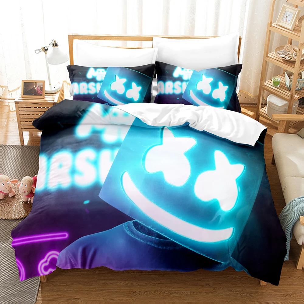 3D Print Dj Marshmello Bedding Set Single Twin Full Queen King Size Hip Hop Bed Set Aldult Kid Bedroom Duvetcover Sets