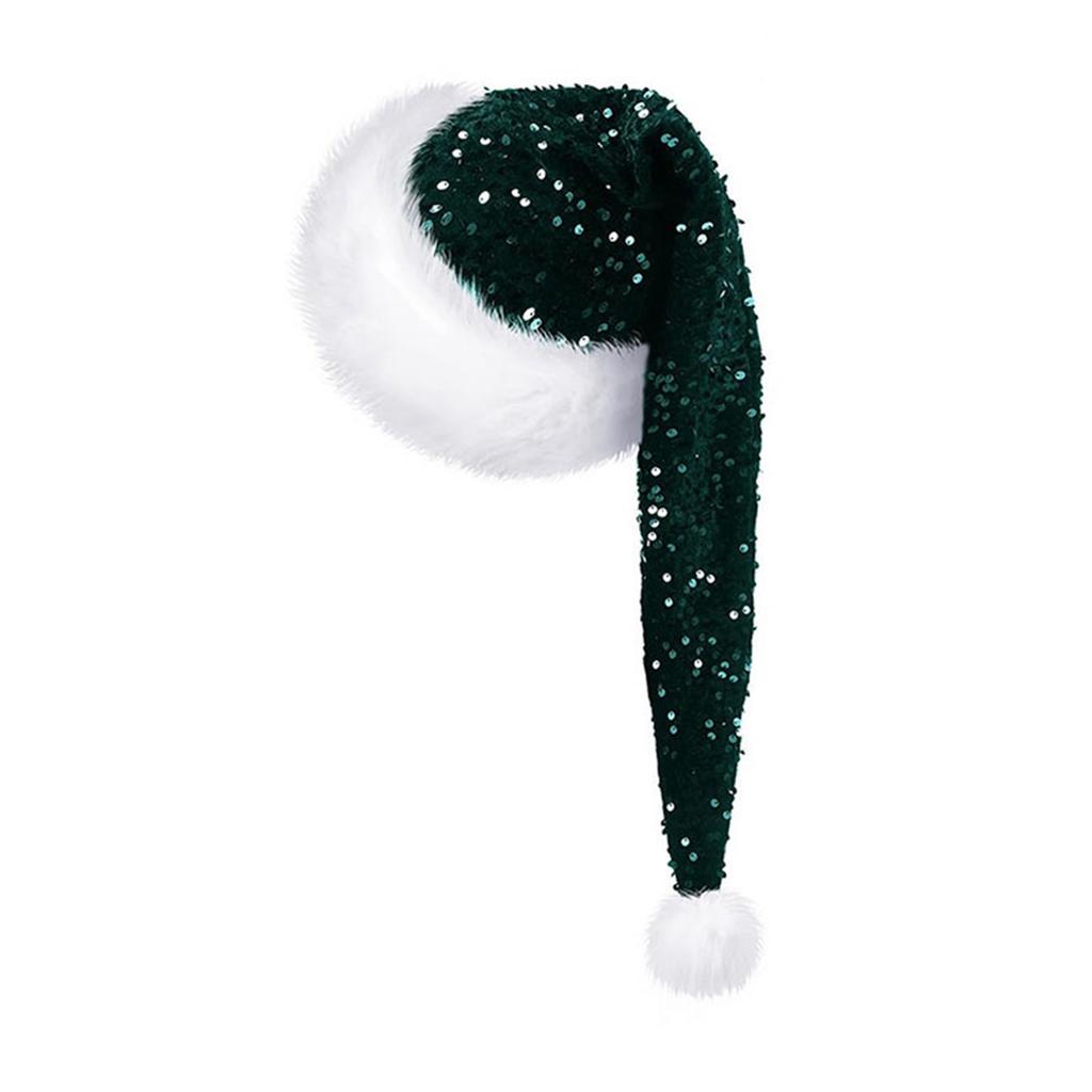 Christmas Sequin Hat with Long Plush, Festive Winter Hat for Holiday