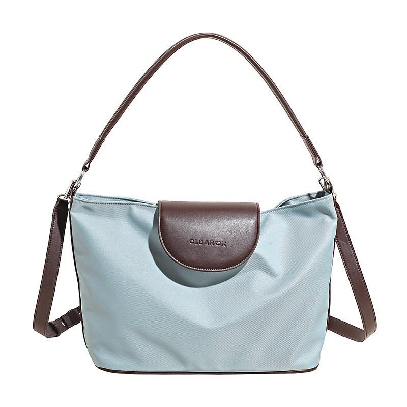 

Lightweight Oxford Cloth Shoulder Bag Women With High-end Retro Tote Contrasting Color Large Capacity Commuting Portable Underarm синий