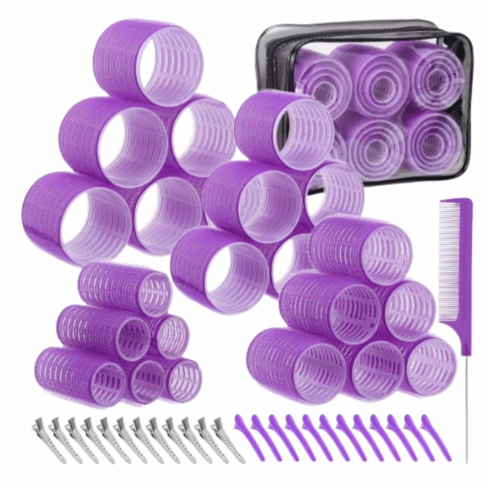 50Pcs 4 Sizes Rollers Self-Grip Hair Rollers Set Heatless DIY Heatless Hair Curlers Reusable Hair Partition Clip