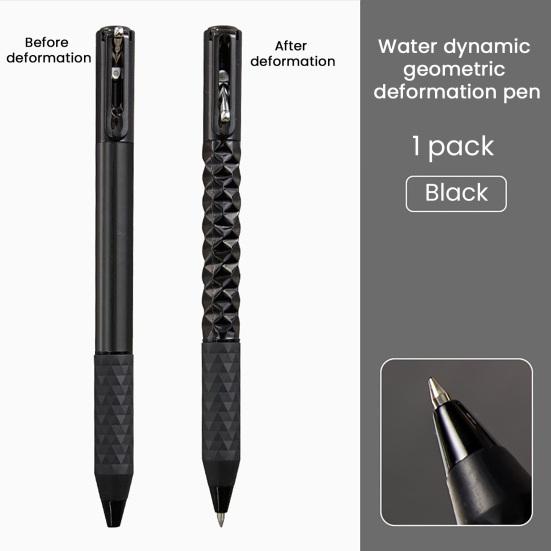 Geometric Metallic Crinkle Pen Crunchy Sensory Pen Morphing Ballpoint Pen for Stress Relief 0.5mm Retractable Gel Pen for School Office