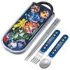 Kids' Bento Trio Set, Chopsticks, Spoon, and Fork, Antibacterial Cutlery, Easy-Open Slide-Open Design, Made In Japan, Pokemon Design, Size 25,