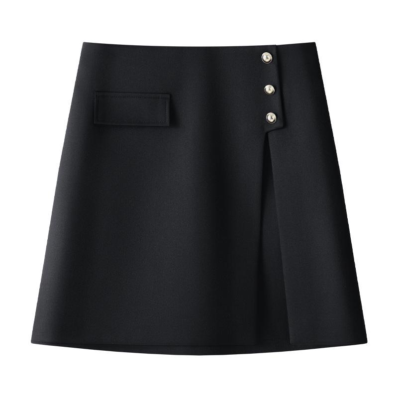 

Women s Black Suit Midi Skirt: 2025 Spring High-End Bodycon A-line Skirt 3XL