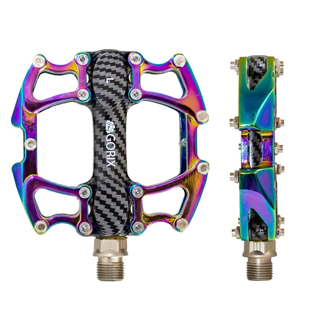GORIX Bicycle Flat Oil Slick Carbon Aluminum Wide Wide Tread CNC Road Cross Pedal Replacement Pedal, Pedal, (GX-Fi777), Handle, Body, Model, Anti-Slip