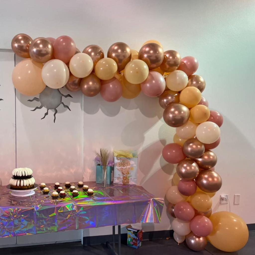 YSF 158Pcs Dusty Rose Light Pink Balloon Garland Kit Boho Arch with Retro Apricot Chrome Champagne Balloons for Valentines Day Decorations Baby