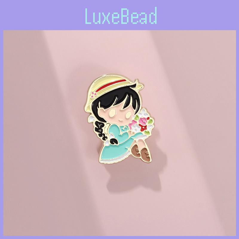 Cute Cartoon Girl Design Metal Brooch Colorful Anime Character Badge For Fun Accessories