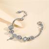 Adjustable Heart Key Bead Bracelet DIY Alloy Charm with Sparkling Rhinestone Jewelry