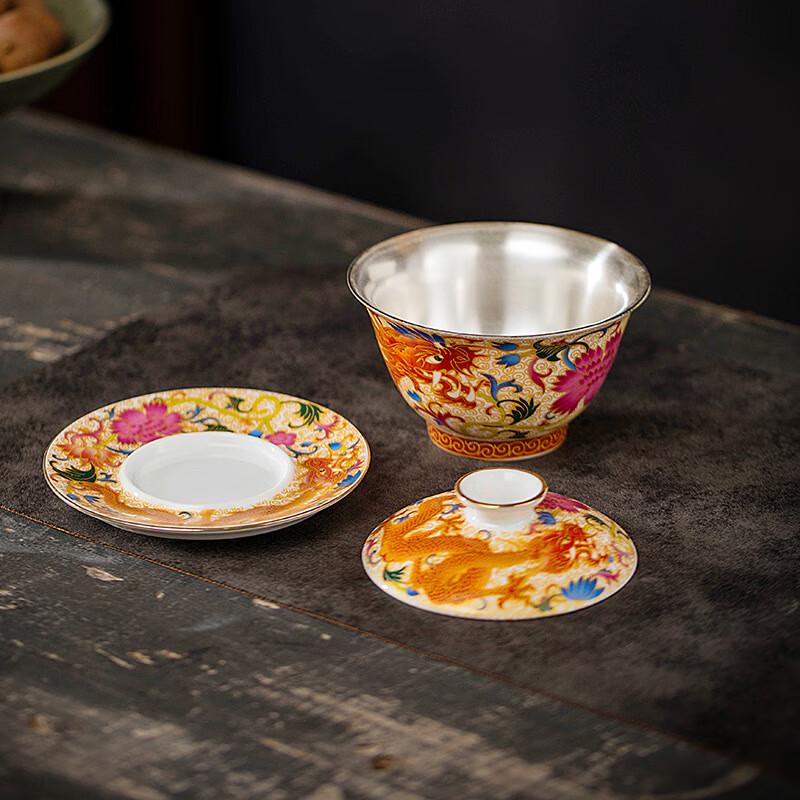 Palace Style Enamel Phoenix Gaiwan