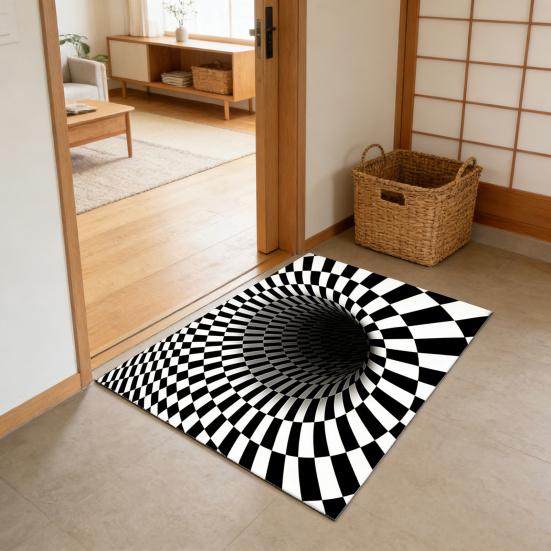 3D Optical Illusion Floor Mat Non-Slip Stable Design Water Absorbent Floor MatStunning Burrow Visual Effect Rug Living Room Bedroom Decor