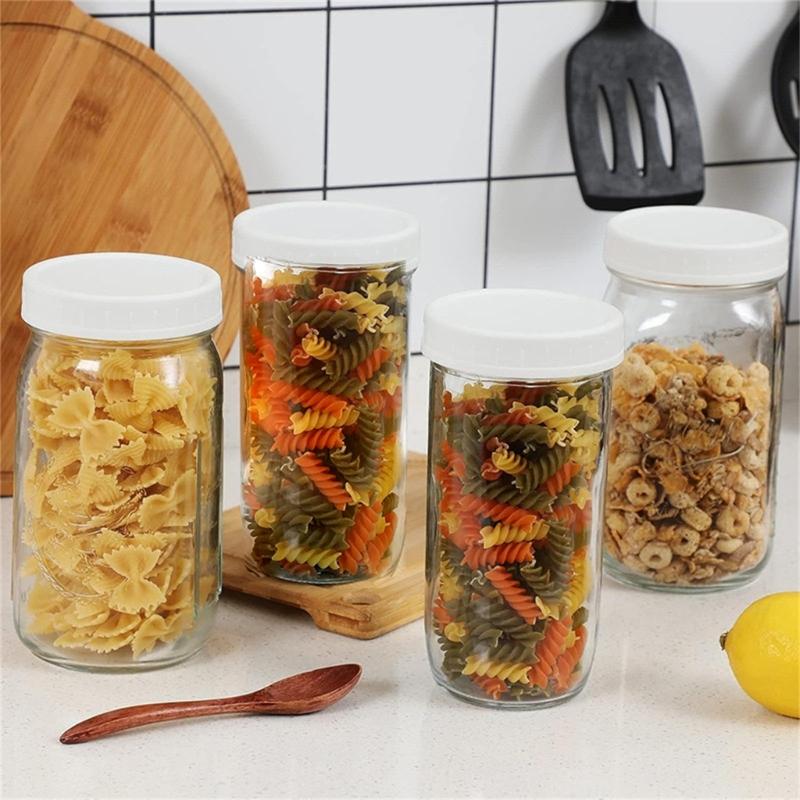 12Pcs Reusable 70mm/86mm Plastic Mason Jar Lids for Wide Mouth Jar Seal Bottle Cover Spout Lid Good Seal Kitchen Tool
