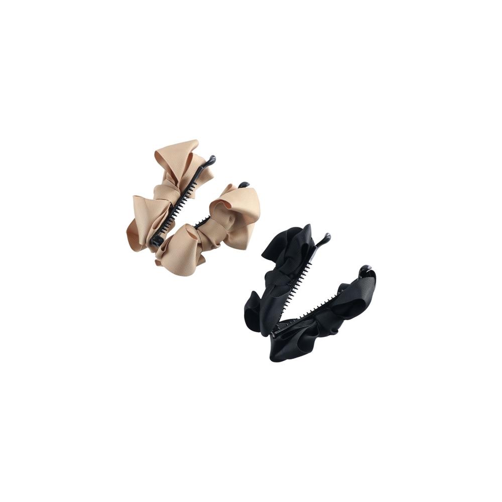Temperament Fabric Solid Color Bow Headwear Korean Style Vertical Clip Women Hair Clip Banana Clip