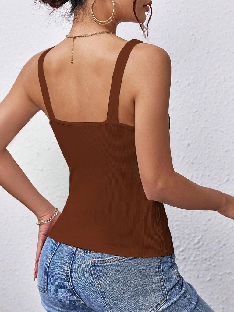 Women's Sexy V-Neck Sleeveless Camisole T-Shirt with Slim Fit and Backless Design