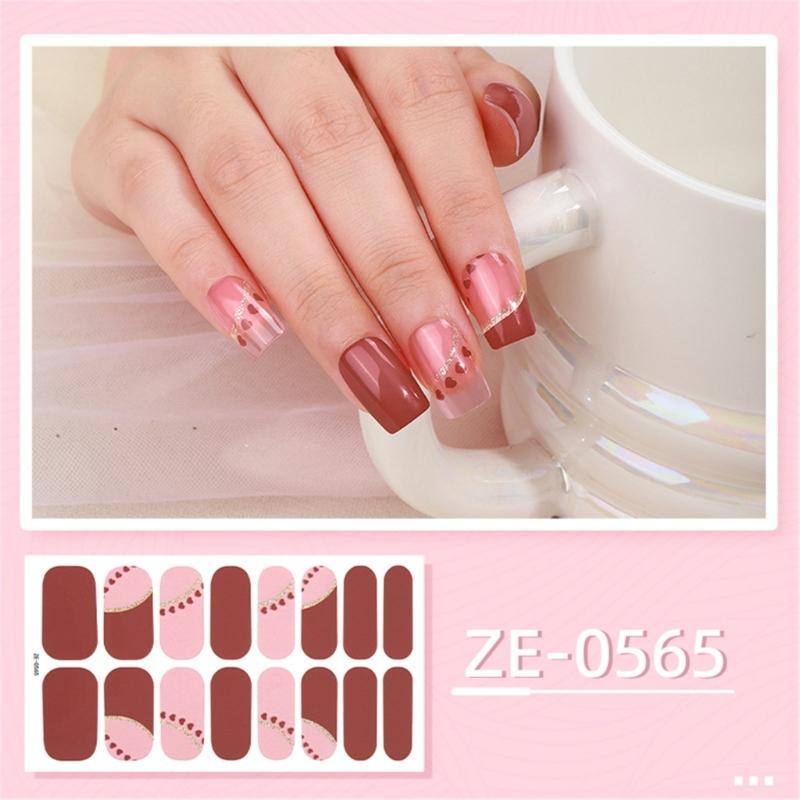 Nails Art Sticker with Nail File Waterproof Gels Nail Strips Nail Polish Sticker Nail Wraps Nails Art Decoration for Girl