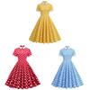 Vintage Polka Dot Dress With Cotton Fabric For Elegant Spring Casual Occasions